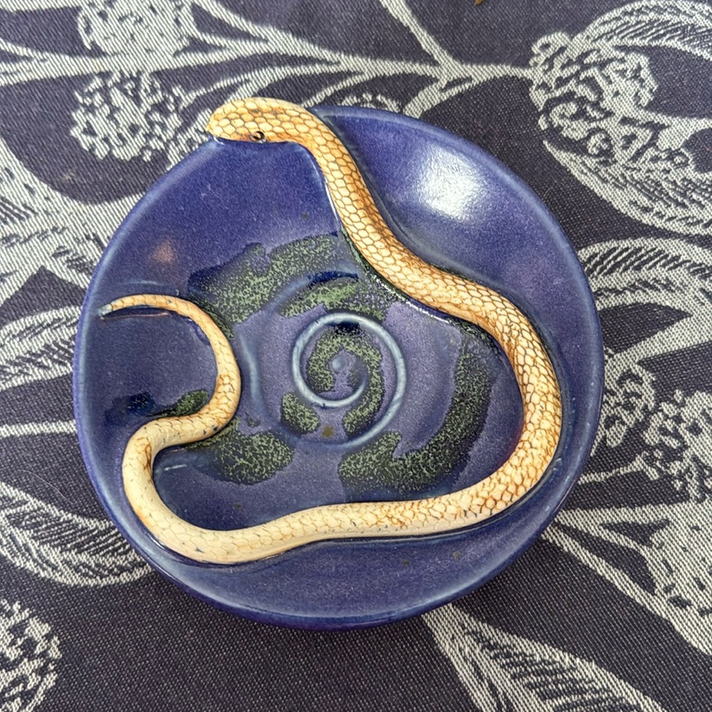 SOLD Snake pottery dish bowl